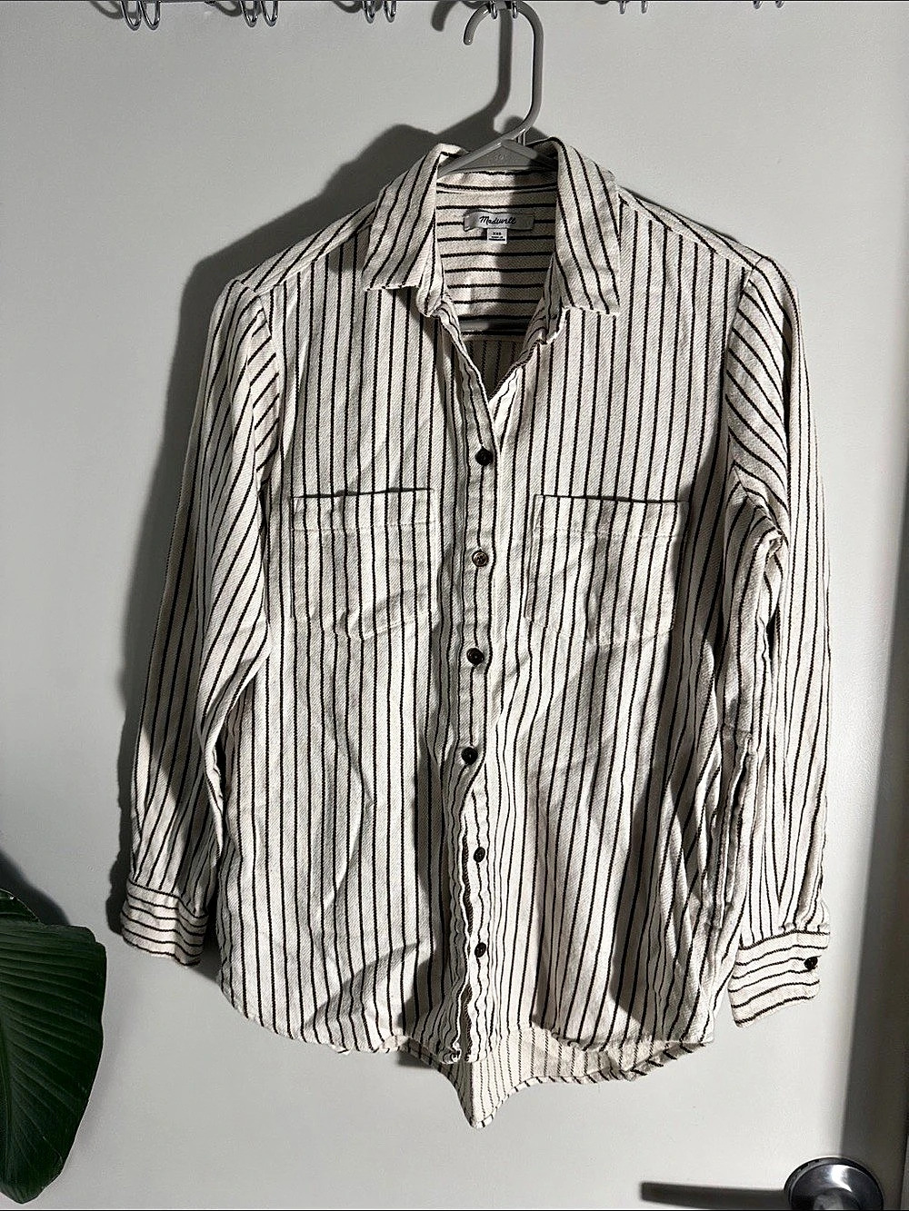 Madewell Striped Button Down White & Black XXS